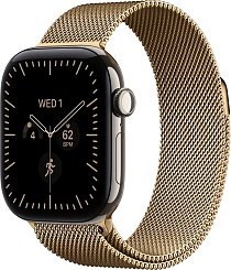 Apple Watch Series 12 46mm Natural Titanium Case with Milanese Loop Radiant Gold (M/L)