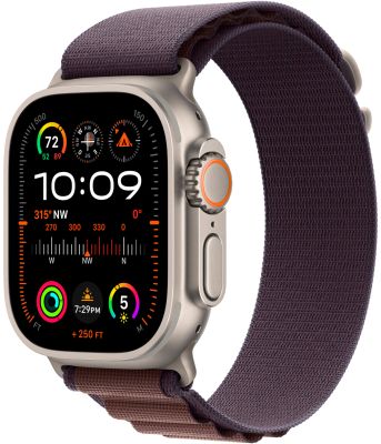 Фото 1 — Apple Watch Ultra 2 49 мм, корпус из титана, ремешок Alpine (S) Индиго