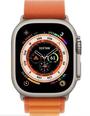 Фото 2 — Apple Watch Ultra 49 мм, корпус из титана, ремешок Alpine (L) Оранжевый