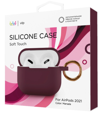 Фото 1 — Чехол силиконовый "vlp" Soft Touch Apple AirPods 3, марсала