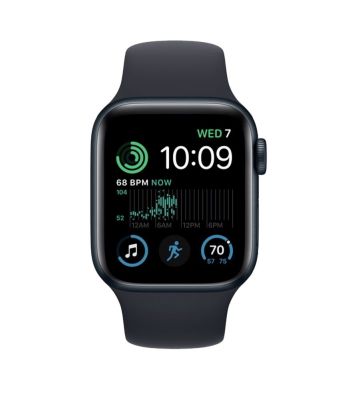Фото 2 — Apple Watch SE 2022 44 мм Темная ночь, спортивный ремешок черного цвета