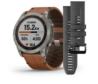 Фото 1 — Умные часы Garmin Fenix 7X 51mm SOLAR Sapphire Titanium with Chestnut Leather Band