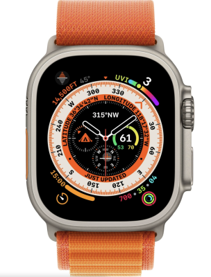 Фото 2 — Apple Watch Ultra 49 мм, корпус из титана, ремешок Alpine (S) Оранжевый  