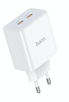 Фото 1 — Сетевое зарядное устройство HOCO C108A Leader 35W, 2xUSB-C, белый