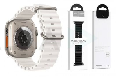Фото 1 — Ремешок HOCO iWatch WA12 Original Marine Silicone 42/44/45/49 мм силикон (белый)